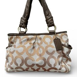 Coach Signature Jacquard Tote with Leather Ring Handles